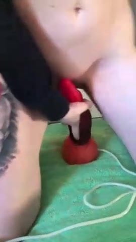 Horny girl masturbating using vibrator