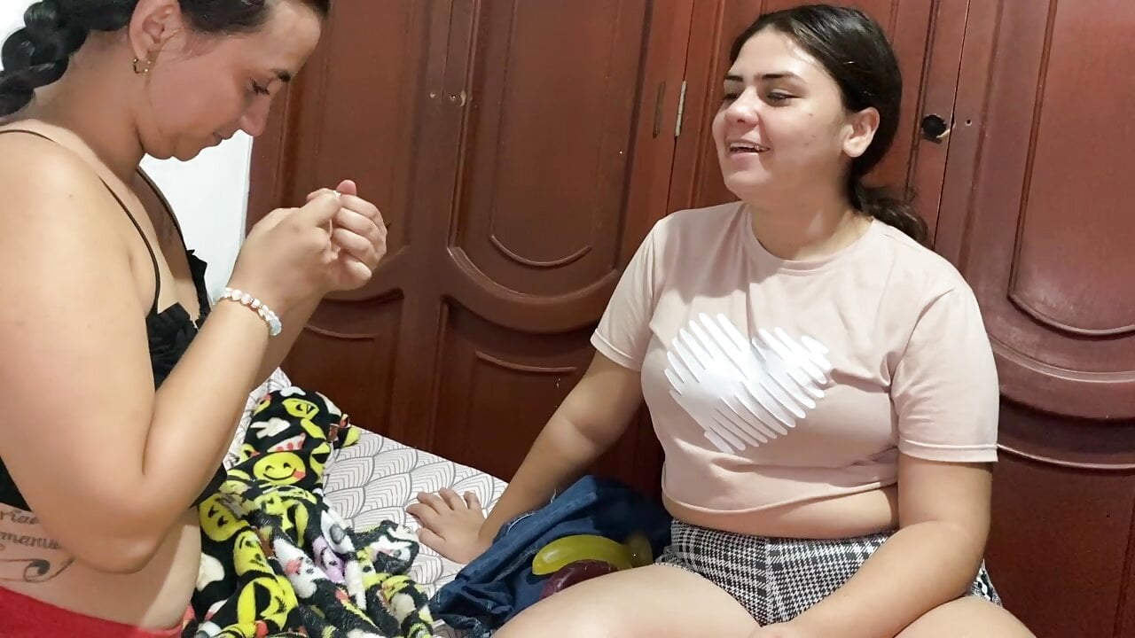 I play a fun game with my friend in her room